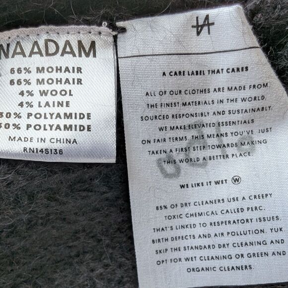 Naadam Black Mohair Wool Bow Sleeve Flowy Drapey Cardigan Sweater L - Picture 6 of 15